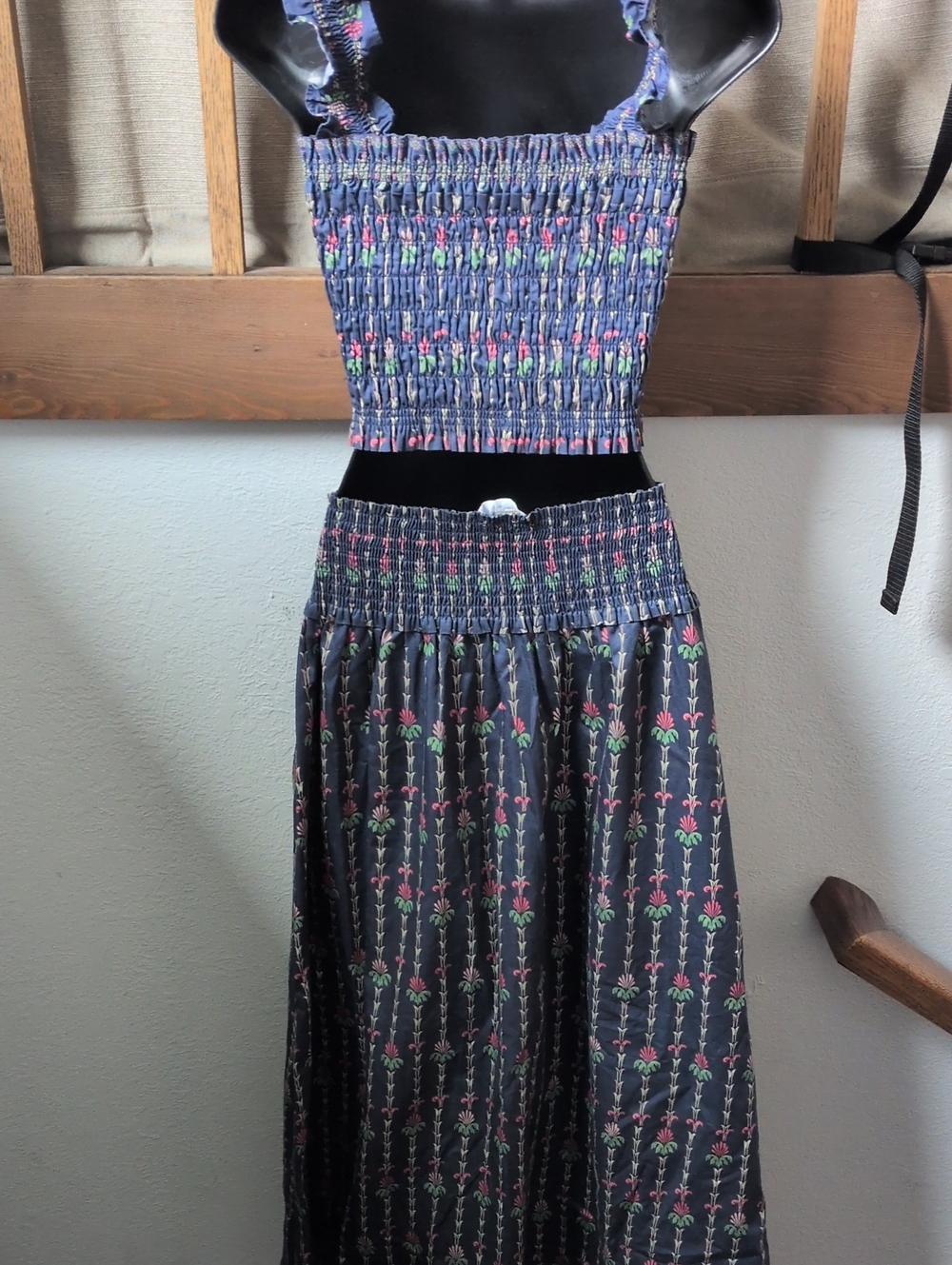 ✨ Hill House Margot Skirt And Top Set In Trailing Fern/Navy Multi Size L - Picture 8 of 10